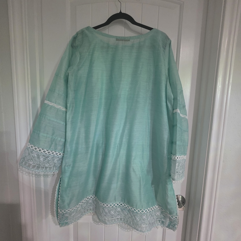 NEW Arif Ashraf 4 Piece Pakistani Aqua Mint Women's Outfit Large - Picture 6 of 9